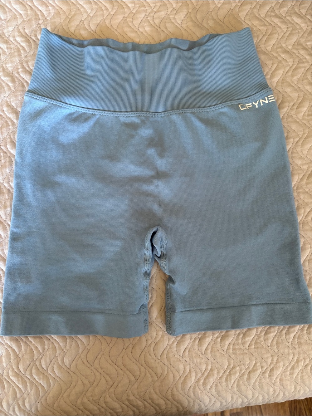 Dfyne High-Waist Blue Women's Bike Shorts